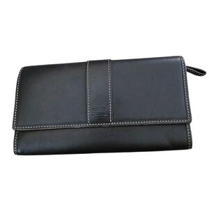 Coach Hamilton Black Leather Tri Fold Wallet